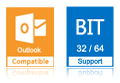 ms outlook, 32 and 64 bit supportable